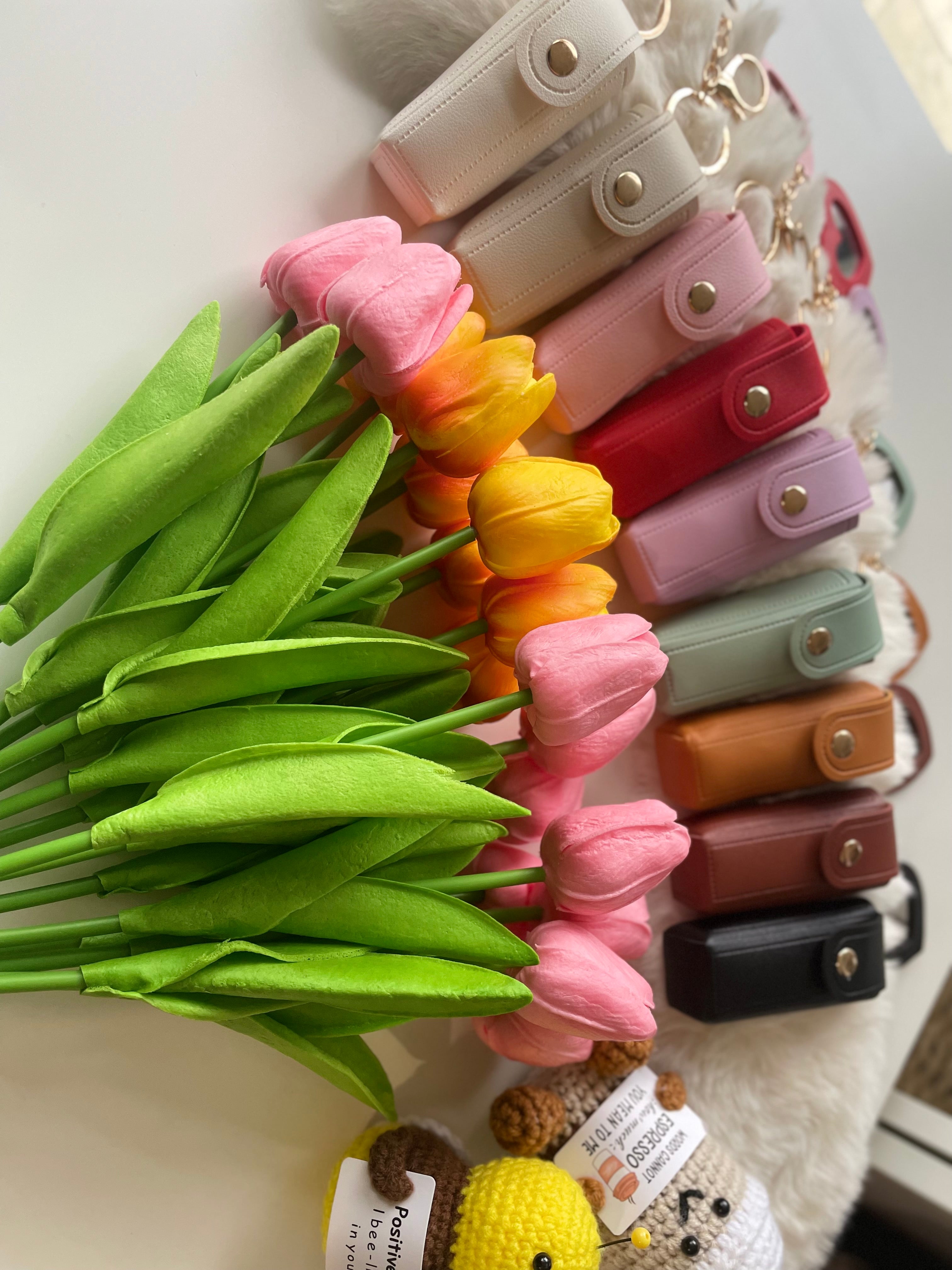 Lipstick Holder Keychain with Mini Mirror