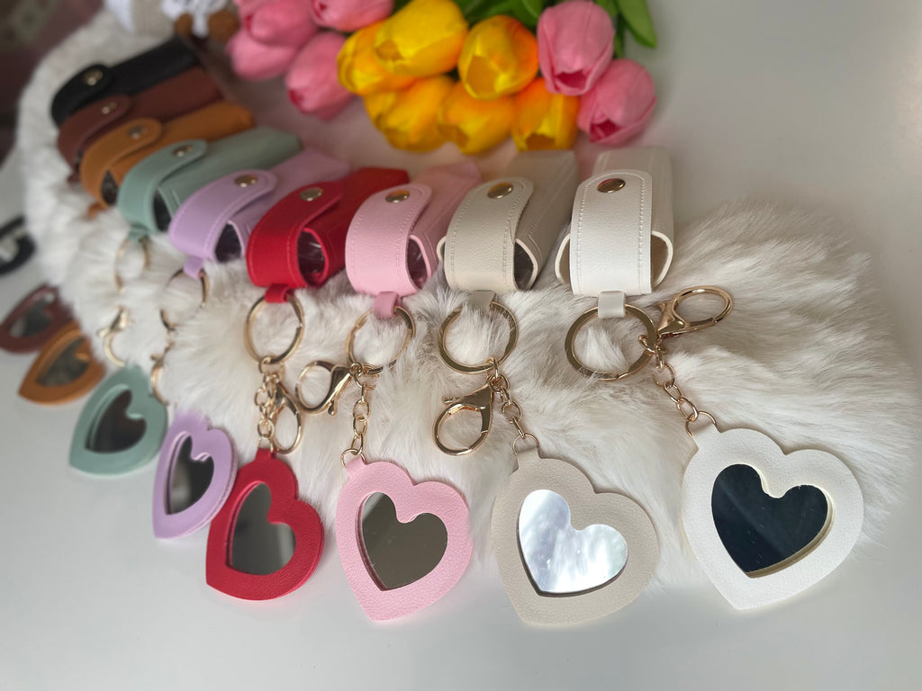 Lipstick Holder Keychain with Mini Mirror